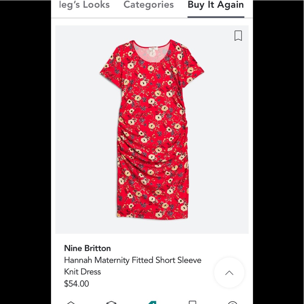 Nine Britton, Hannah maternity fitted short sleeve knit dress in red.